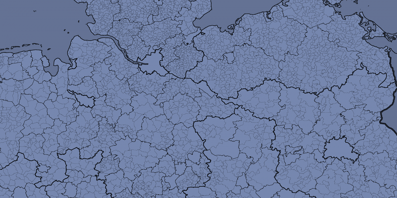 Ausschnitt Deutschland Gemeindegrenzen