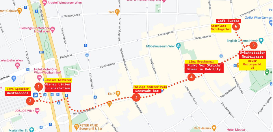 Stadtkarte von der Wiener Innenstadt mit der Route des Spaziergangs
